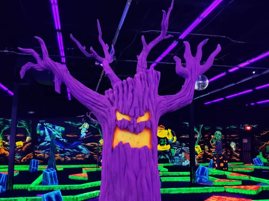 Tuckahoe, Va 9 Glowing scary tree at monster mini golf