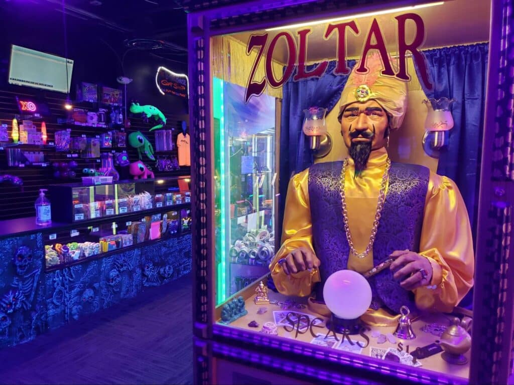 An arcade game at monster mini golf.