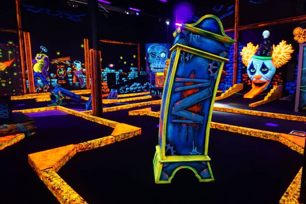 Field Trips At Monster Mini Golf In Seekonk 1 An indoor glow-in-the-dark mini golf course at monster mini golf.