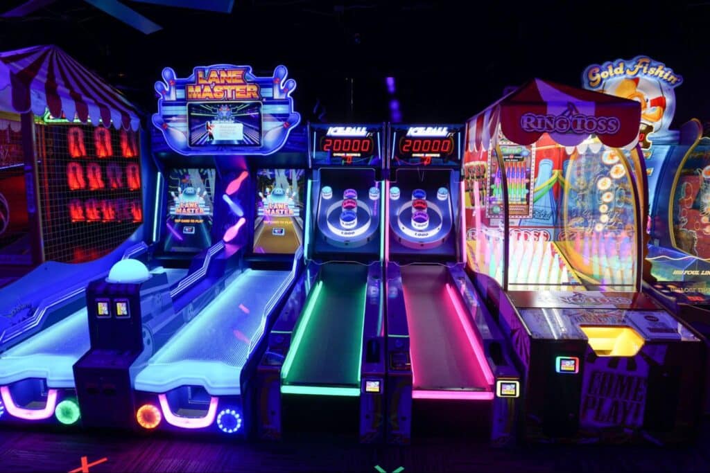 Arcade games at a monster mini golf location.