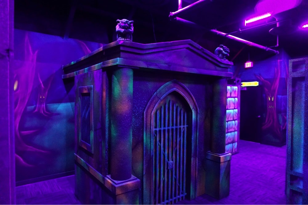 Inside laser tag at monster mini golf.
