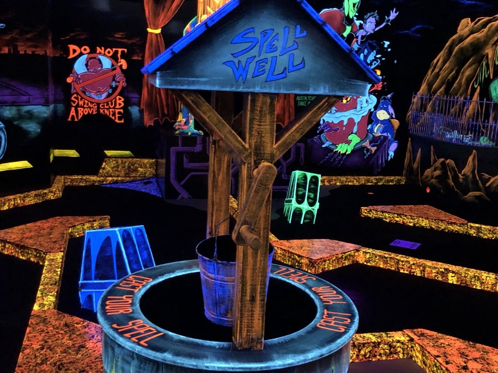 Monster Mini Golf 16 A neon mini golf course at a monster mini golf location.